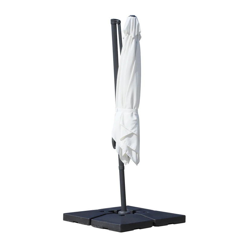 Outsunny 8ft x 8ft Square Offset 360 Cantilever Market Patio Umbrella with Cross Base Off White
