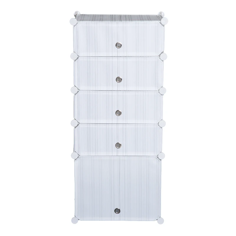 HomCom 5 Drawer Storage Cube Stackable Portable Wardrobe Cabinet with Doors