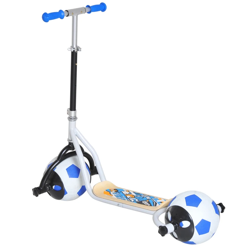 Qaba Balance Scooter for Kids with Soccer Ball Tires - Blue and Black