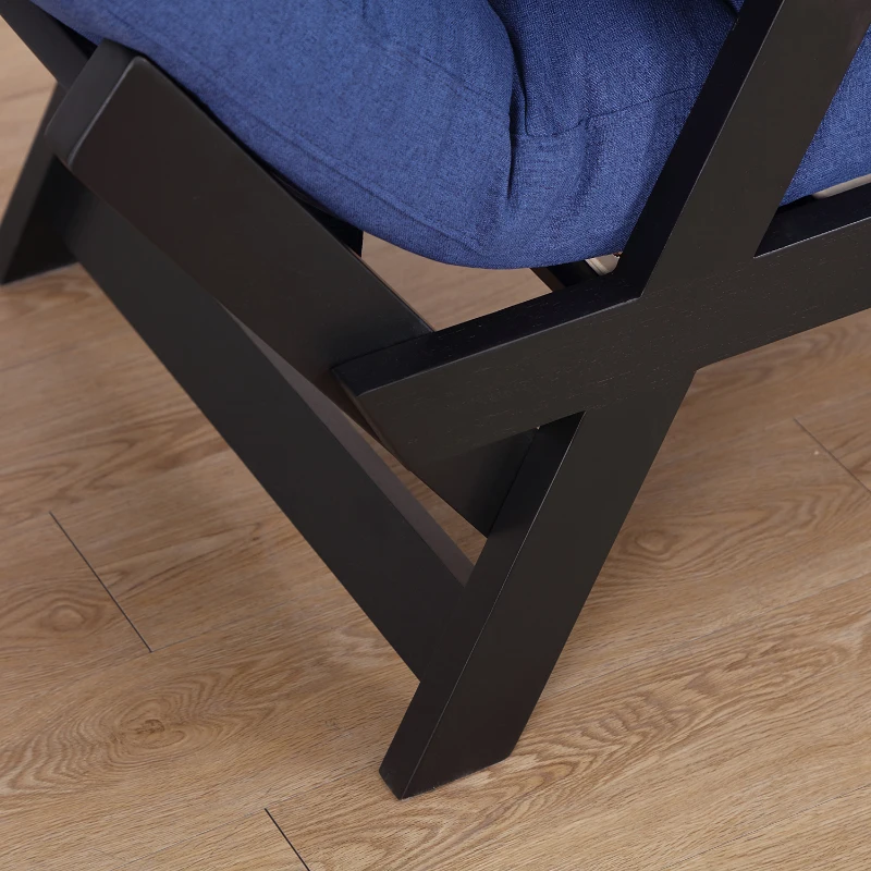 HomCom Single Person Convertible Bed Chaise Lounge Couch Adjustable Padded Lightweight - Blue and Black