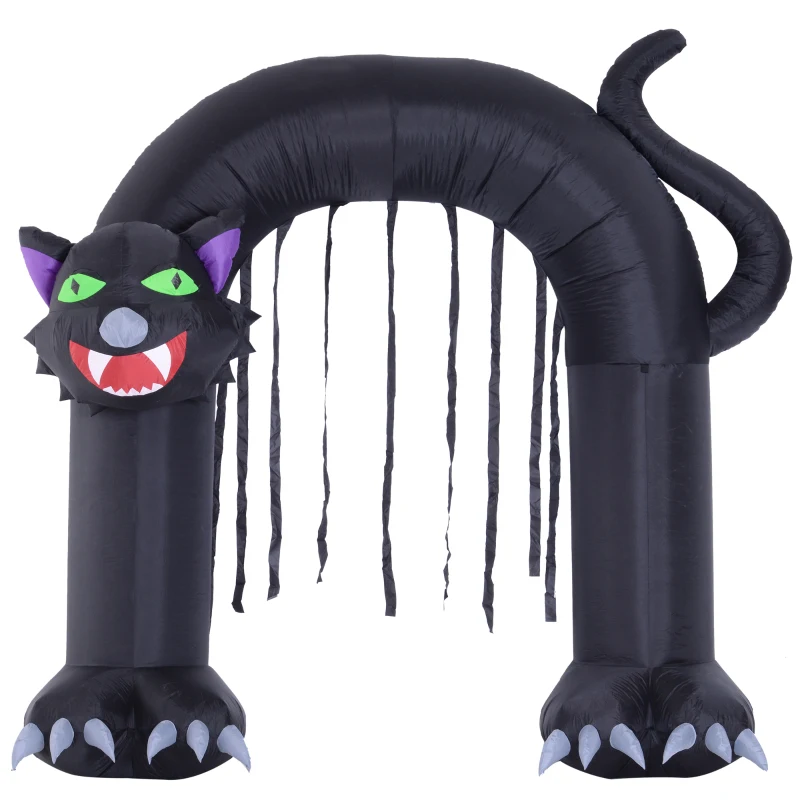 HOMCOM 9’ Outdoor Inflatable Halloween Arch - Creepy Black Cat