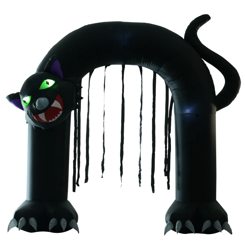 HOMCOM 9’ Outdoor Inflatable Halloween Arch - Creepy Black Cat