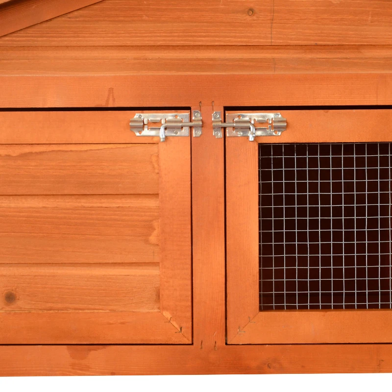 PawHut 48" Elevated Wooden Backyard Rabbit Small Animal Cage Starter Kit with Run and Ramp