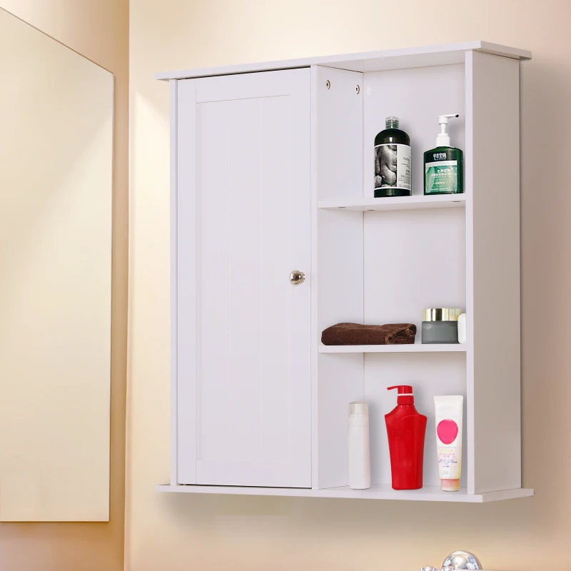 HomCom 23.5" W x 28" H Wooden Wall Mounted Bathroom Storage Cabinet - White