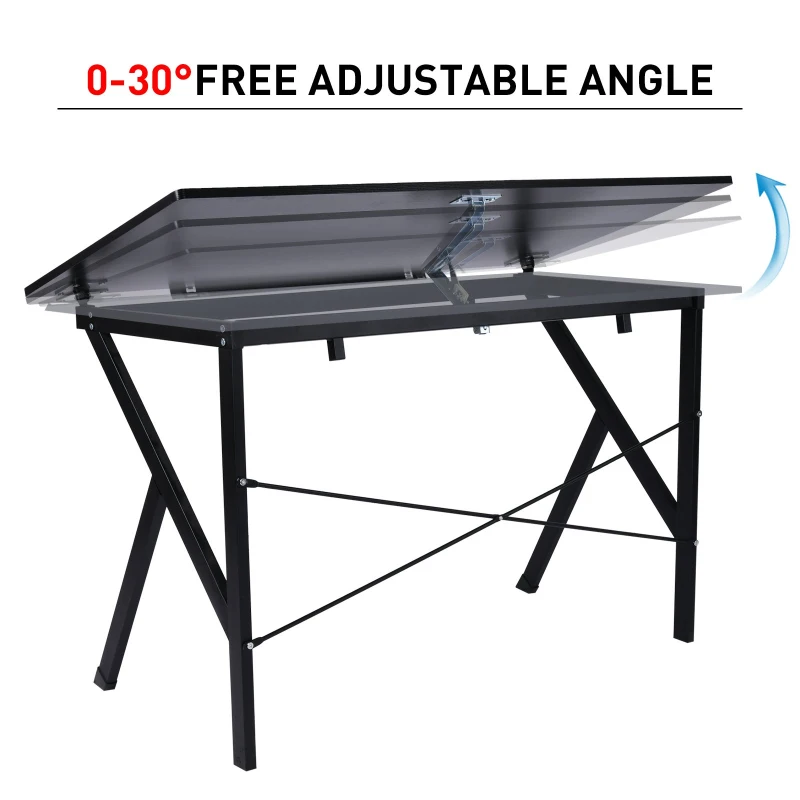 HomCom Wood Adjustable Folding Tilt-Top Art Drawing Drafting Table - Black