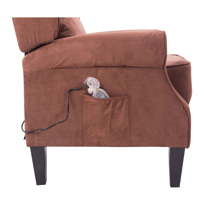 HomCom Artificial Suede Heated Back Massage Recliner Chair - Brown