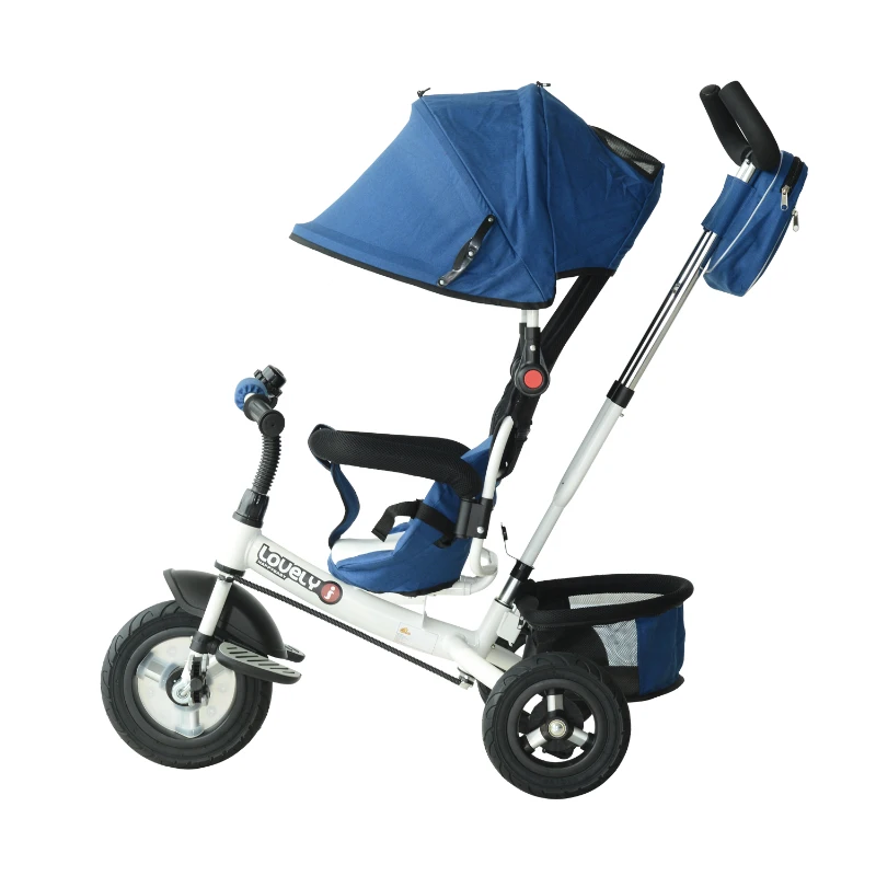 Qaba 2-in-1 Lightweight Steel Adjustable Convertible Tricycle Stroller - Blue