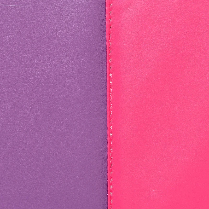 Soozier 8" x 4" x 2" PU Leather Folding Gymnastics Mat Yoga Martial Fitness Arts Tumbling Mat - Pink / Purple