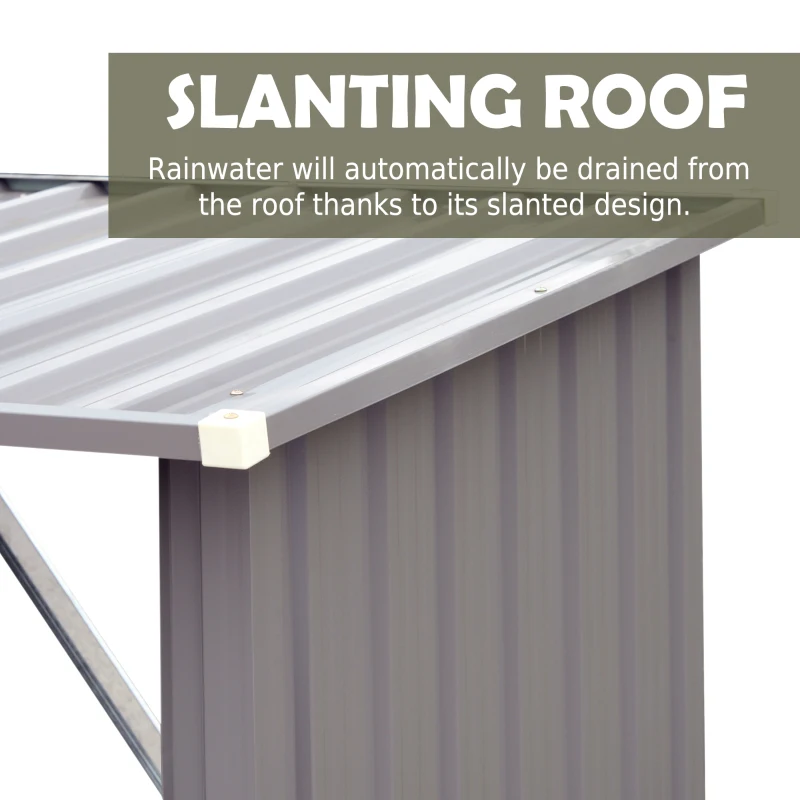 Outsunny 85" Steel Sturdy Firewood Covered Shed Storage Rack - Gray