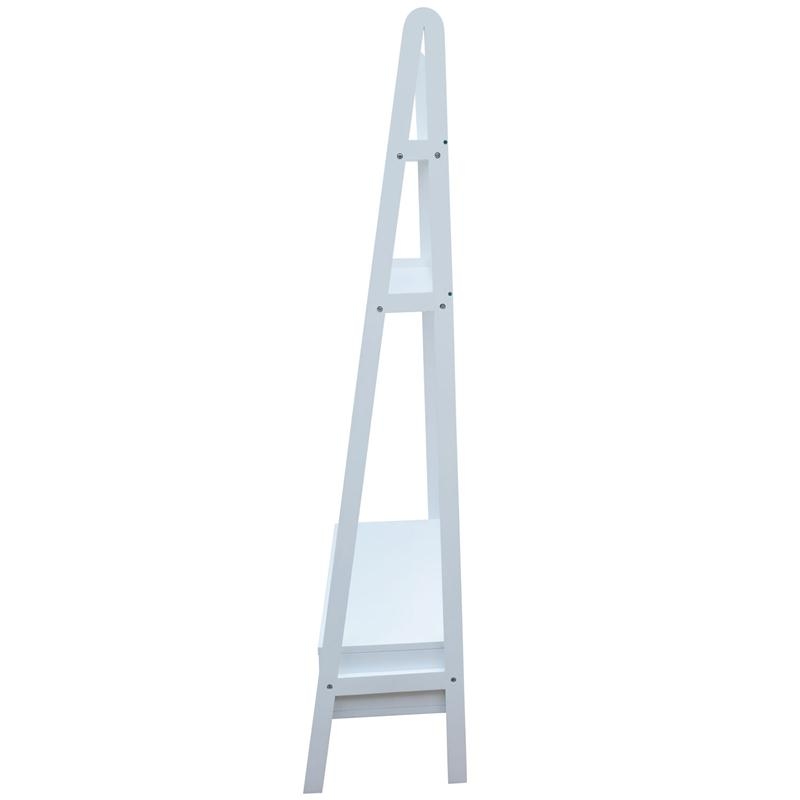HomCom Leaning Ladder Bookcase / Entertainment Center TV Stand - White