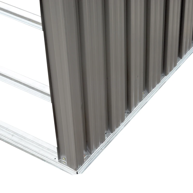 Outsunny 85" Steel Sturdy Firewood Covered Shed Storage Rack - Gray