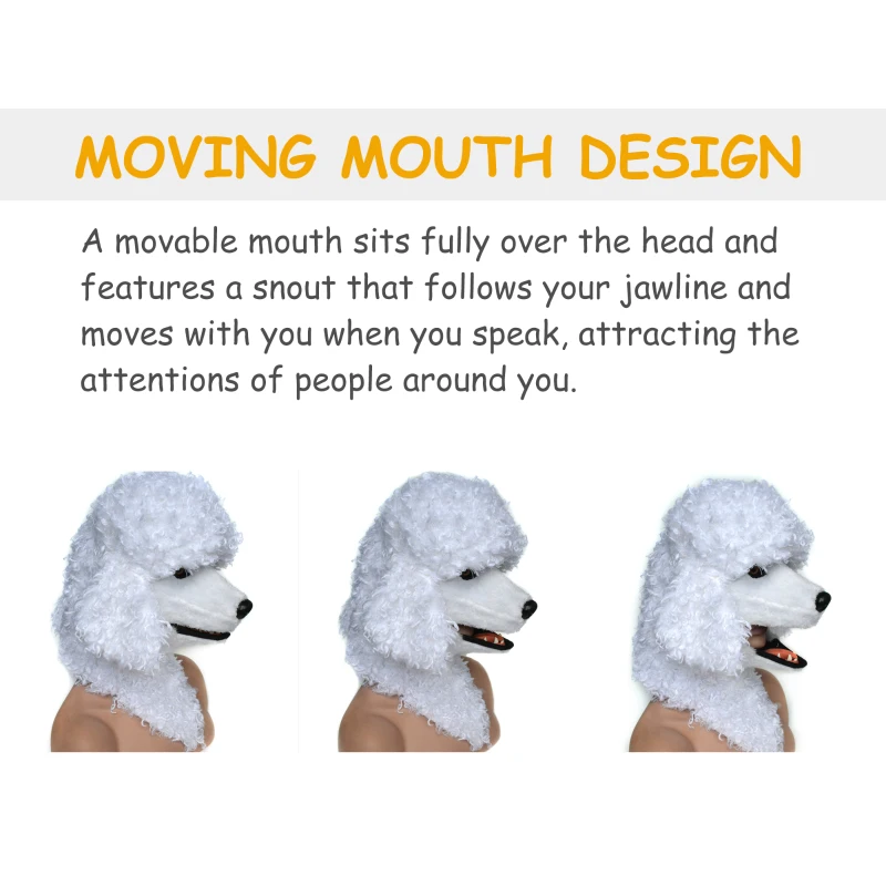 HomCom Poodle Dog Costume Mouth Mover Mask