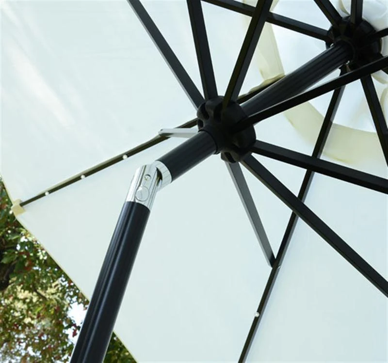 Outsunny 9' Outdoor Patio Umbrella w/ Tilt & Solar Powered LED Lights - Cream White