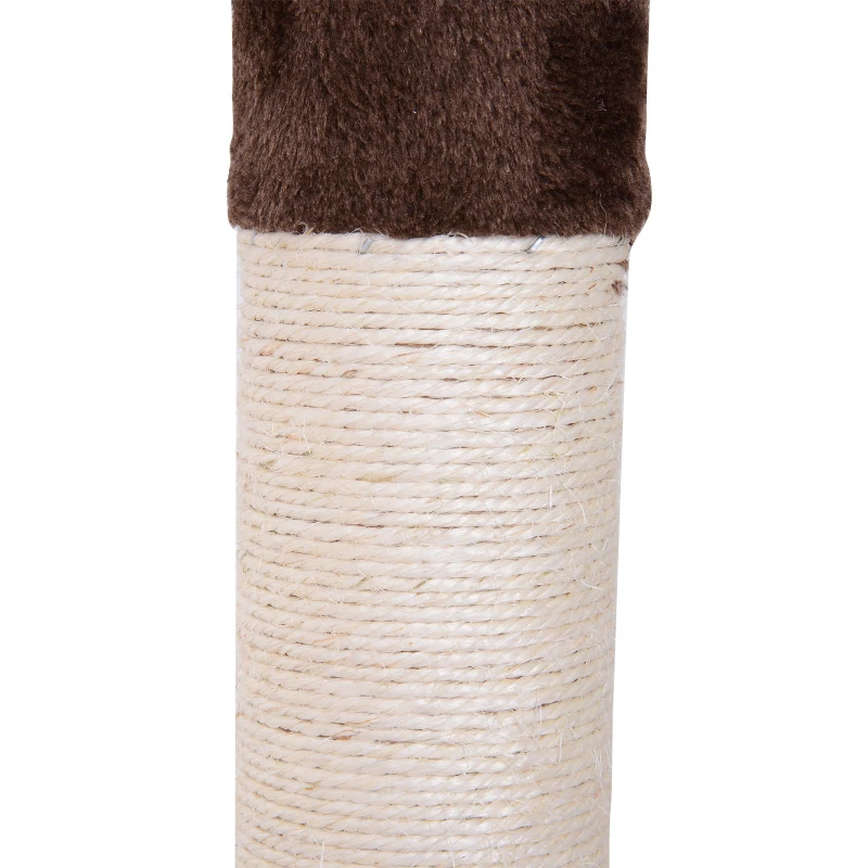 PawHut 106" Adjustable Height Floor-To-Ceiling Vertical Cat Tree - Brown and Cream