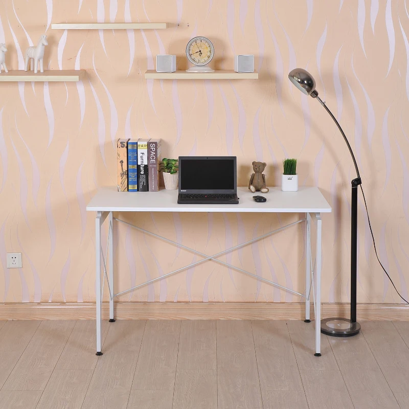 HomCom 48" Sturdy Simple Late Modern Home Office Desk Workstation with Anti-Slip Feet - White