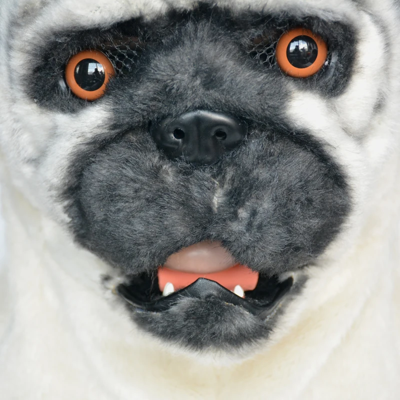 HomCom Pug Dog Costume Mouth Mover Halloween / Cosplay Hood