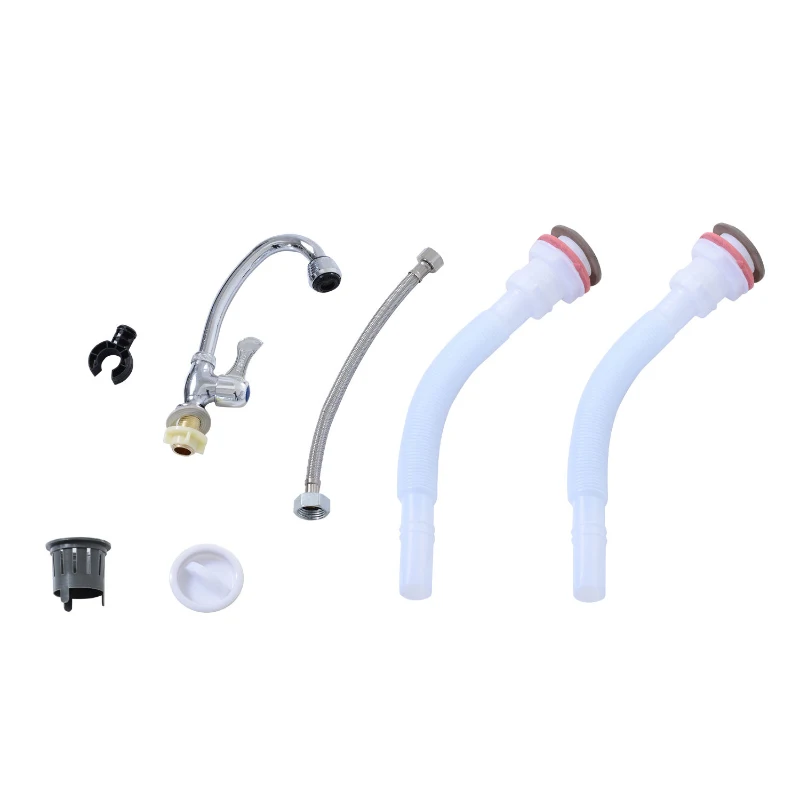 Outsunny Indoor Picnic Table Portable Folding Fish Cleaning Cutting Table Camping Kitchen Faucet Sink - White