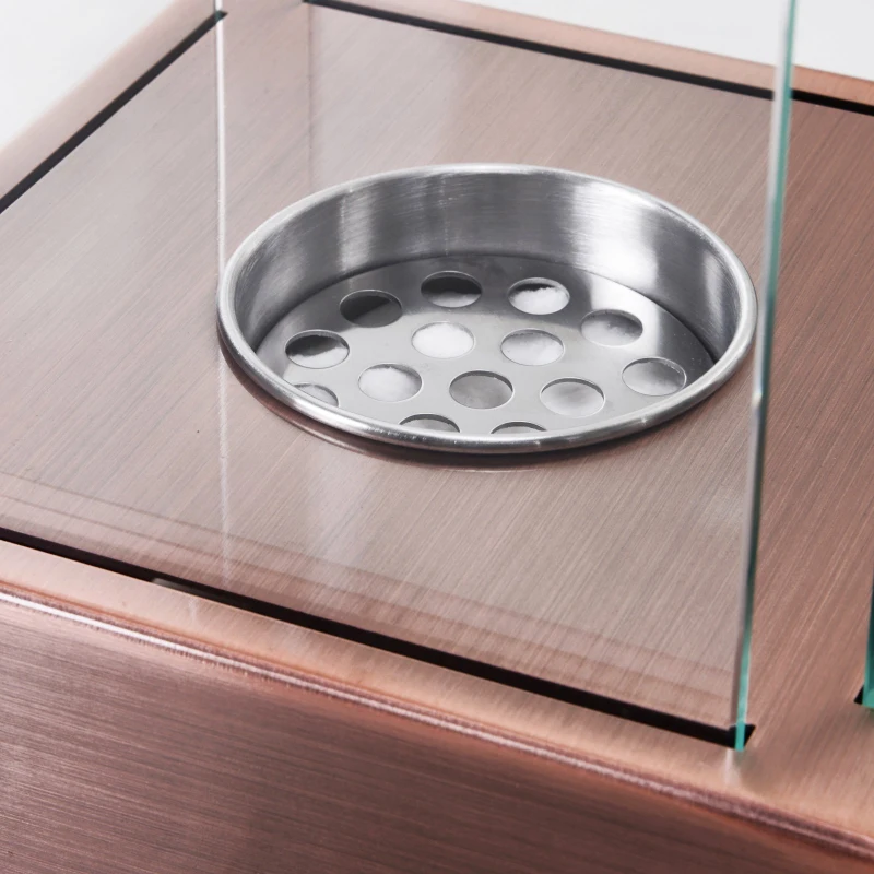 HOMCOM Bio Ethanol Fireplace Freestanding Living Room Tabletop Ventless Bioethanol Fireplace Glass - Bronze