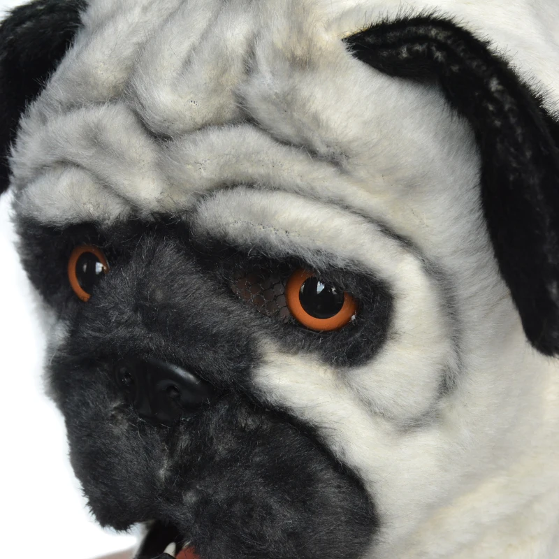HomCom Pug Dog Costume Mouth Mover Halloween / Cosplay Hood
