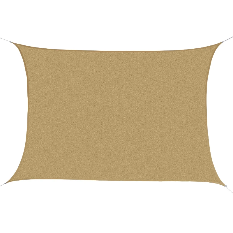 Outsunny UV Protective Sun Shade Sail, Outdoor Canopy for Patio & Garden, Triangle/Square, Sand Color, Includes Carry Bag