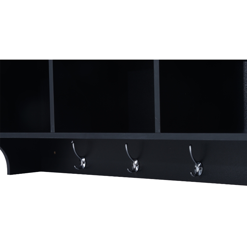 HomCom 48” Modern Floating Combination Storage Shelf Cubby Coat Rack - Matte Black