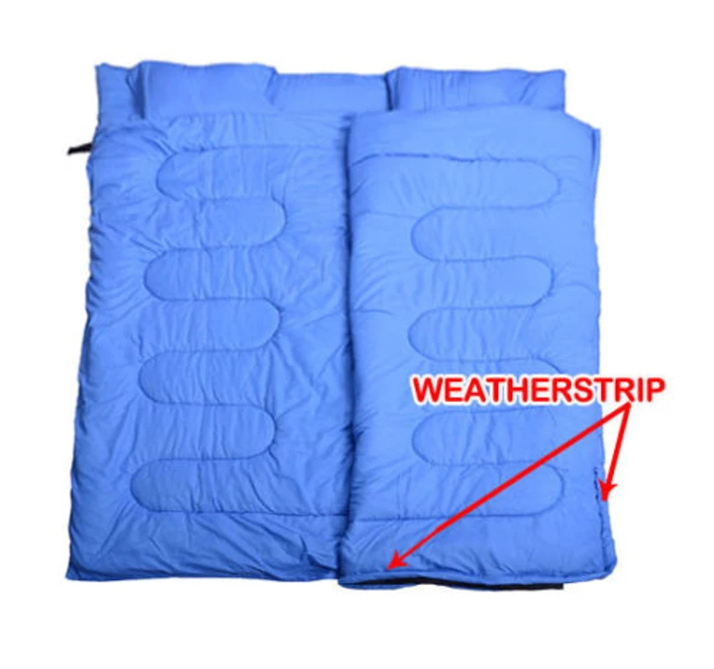 Outsunny Camping Two-Person Double Wide Sleeping Bag With Pillows - Blue / Black