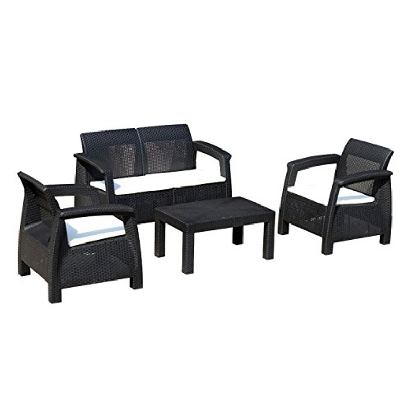 Outsunny 4 Piece All Weather Rattan Style Wicker Outdoor Furniture