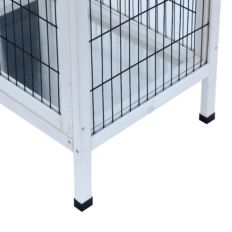 PawHut 36" Raised Outdoor Weatherproof Metal Wire and Wooden Rabbit Hutch Bunny Guinea Pig Cage with Enclosed Run