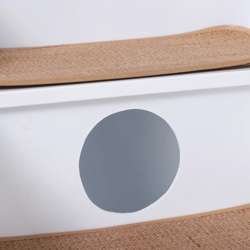 PawHut 3-Step Pet Stairs for Dogs and Cats with Built-in House and Nonslip Carpet, White