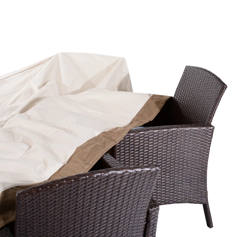 Outsunny 130" x 84" x 23" 7 Piece Waterproof Outdoor Dining Table Furniture Cover - Beige / Coffee