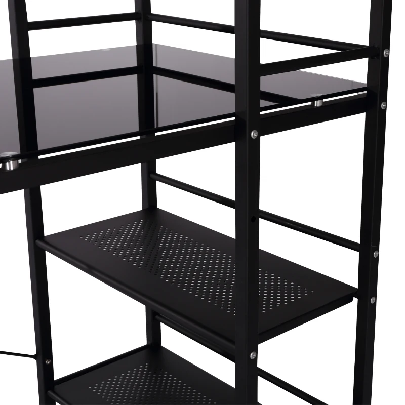 HomCom 50" Modern Office Desk With Storage Shelves Bookcase - Black
