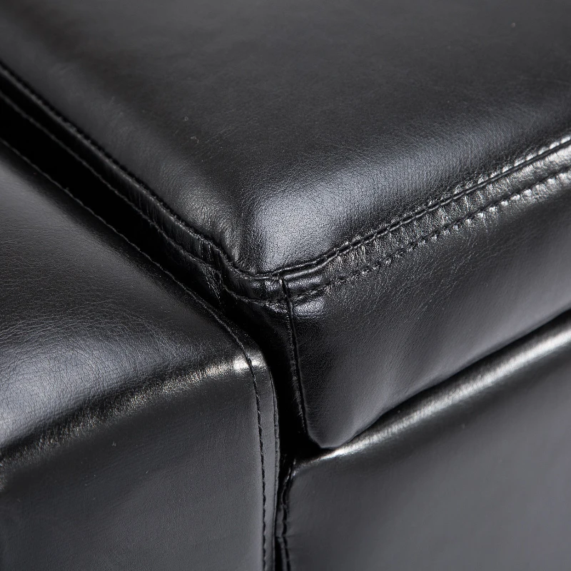 HomCom 42" Large Rectangular Faux Leather Ottoman Storage Bench with Hinged Top - Glossy Black