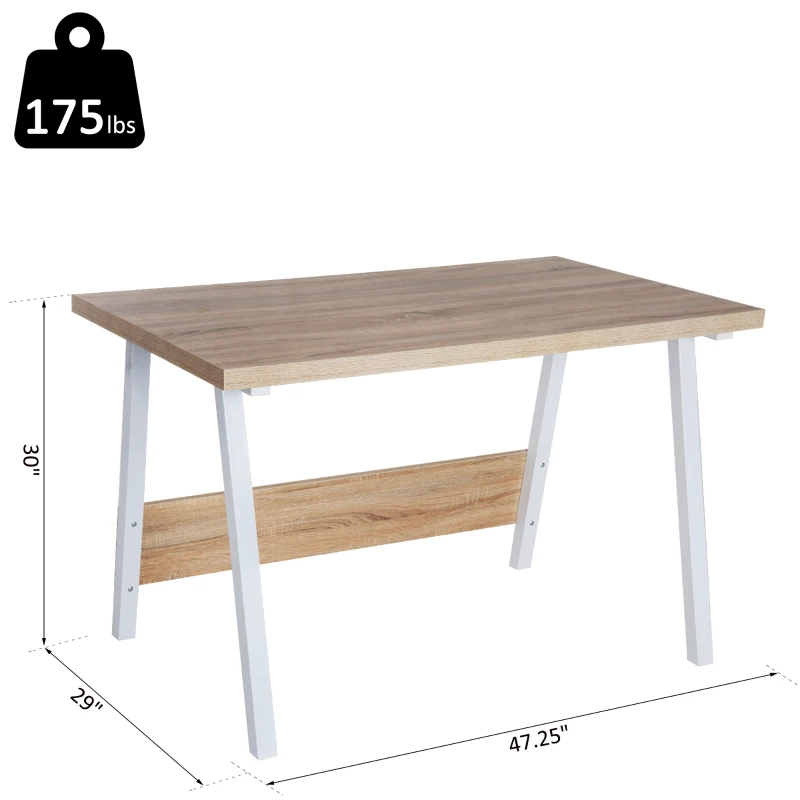HomCom 47" Wood and Steel Modern Computer Desk - Oak / White