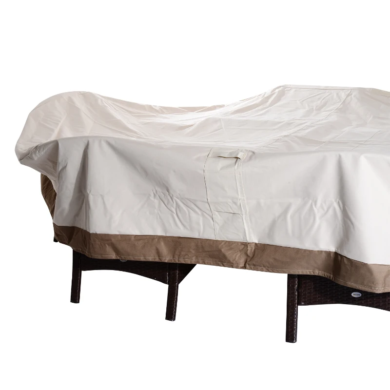 Outsunny 130" x 84" x 23" 7 Piece Waterproof Outdoor Dining Table Furniture Cover - Beige / Coffee