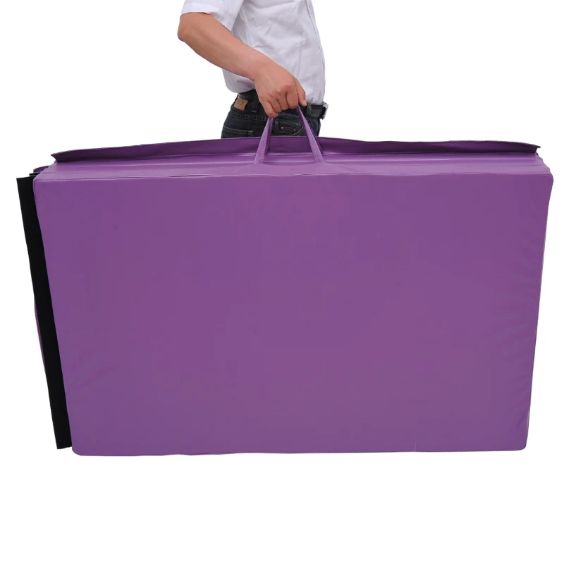 Soozier 6' x 4' x 2" PU Leather Folding Gymnastics / Martial Arts Mat - Purple