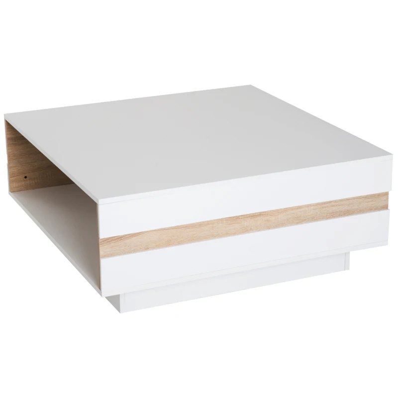HOMCOM 35" Two Tone Coffee Table with Storage Rectangle Living Room Wood Table - White and Oak