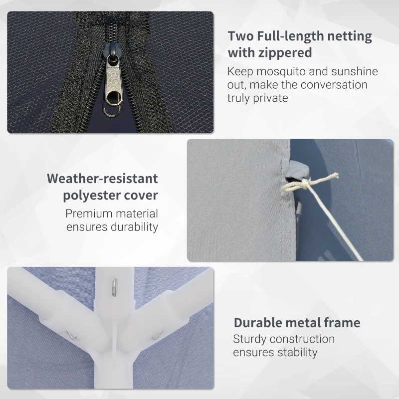 Outsunny Outdoor Sun Shade Gazebo, Canopy Tent with Mesh Screen Walls, Ideal for Garden & Patio, Grey