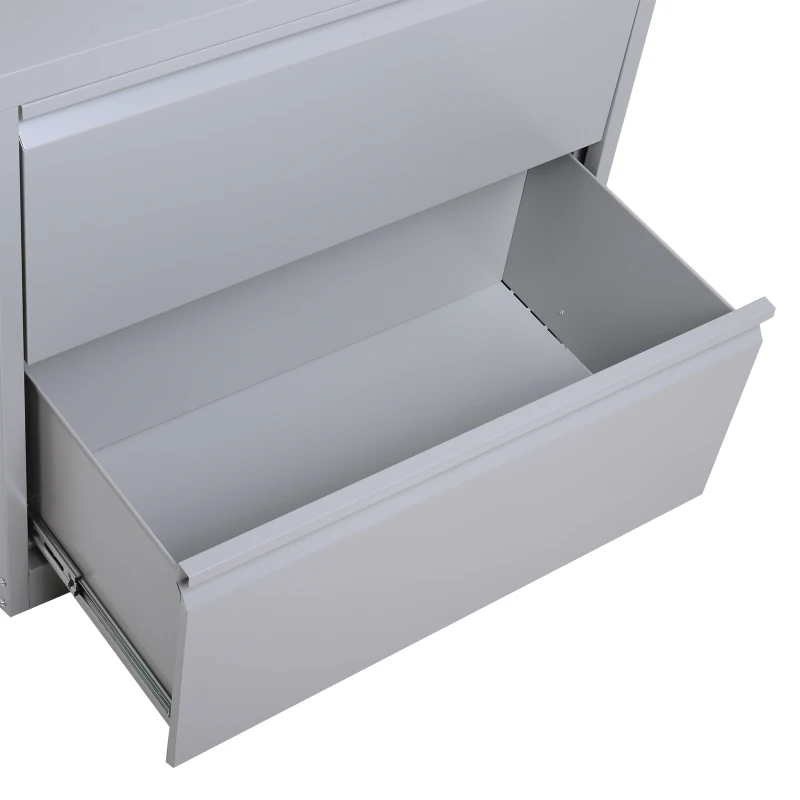 Vinsetto 2 Drawer File Cabinet Metal Storage Chest Home Office - Grey