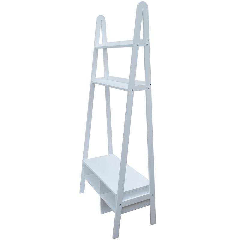 HomCom Leaning Ladder Bookcase / Entertainment Center TV Stand - White