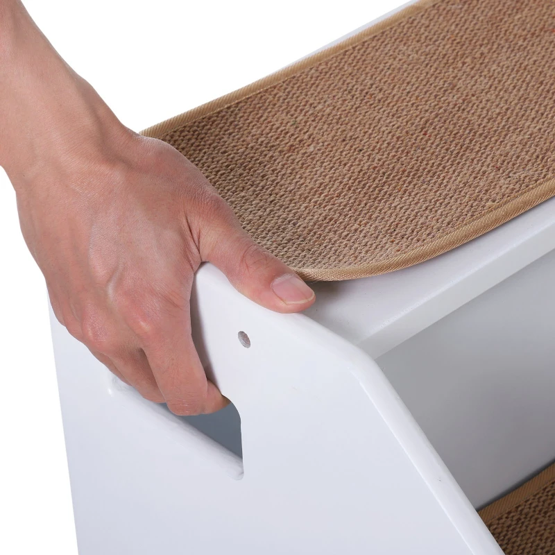 PawHut 3-Step Pet Stairs for Dogs and Cats with Built-in House and Nonslip Carpet, White