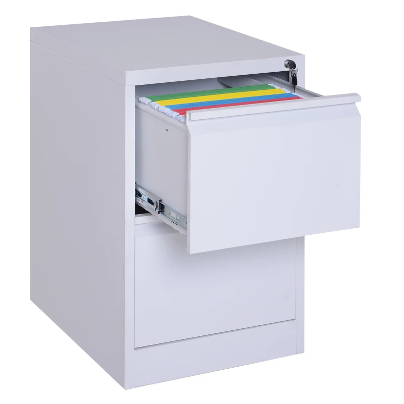 Vinsetto 28" Metal 2 Drawer Vertical Locking Office Filing Cabinet - White