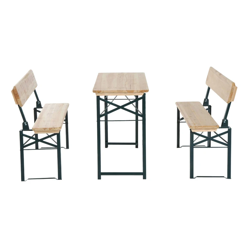 Outsunny 4' Wooden Outdoor Folding Picnic Table Set with Benches