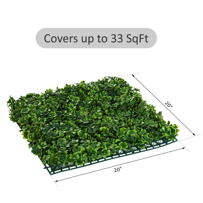 Outsunny 20"x 20" 12 Piece Artificial Boxwood Hedge Mat Panels Outdoor Patio - Clover