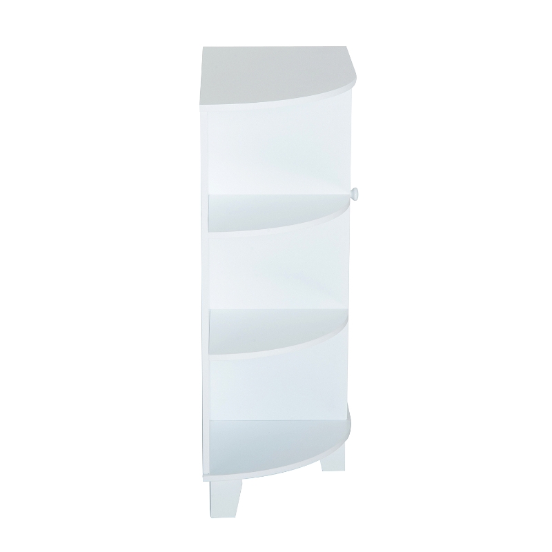 HomCom 32" Modern Country Bathroom Cabinet Cupboard with Rounded Shelves - White
