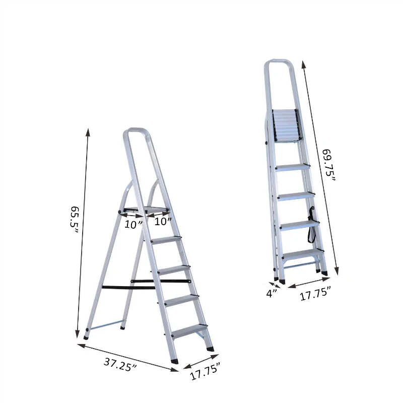 HomCom 5-Step Folding Aluminum Step Stool Ladder