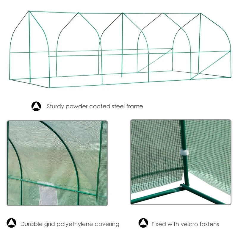Outsunny 20’ x 10’ x 7’ Plastic Portable Outdoor Patio Walk-In Greenhouse Kit