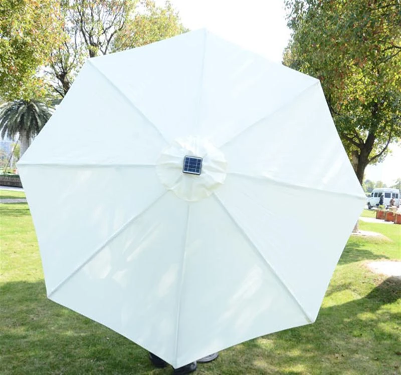 Outsunny 9' Outdoor Patio Umbrella w/ Tilt & Solar Powered LED Lights - Cream White