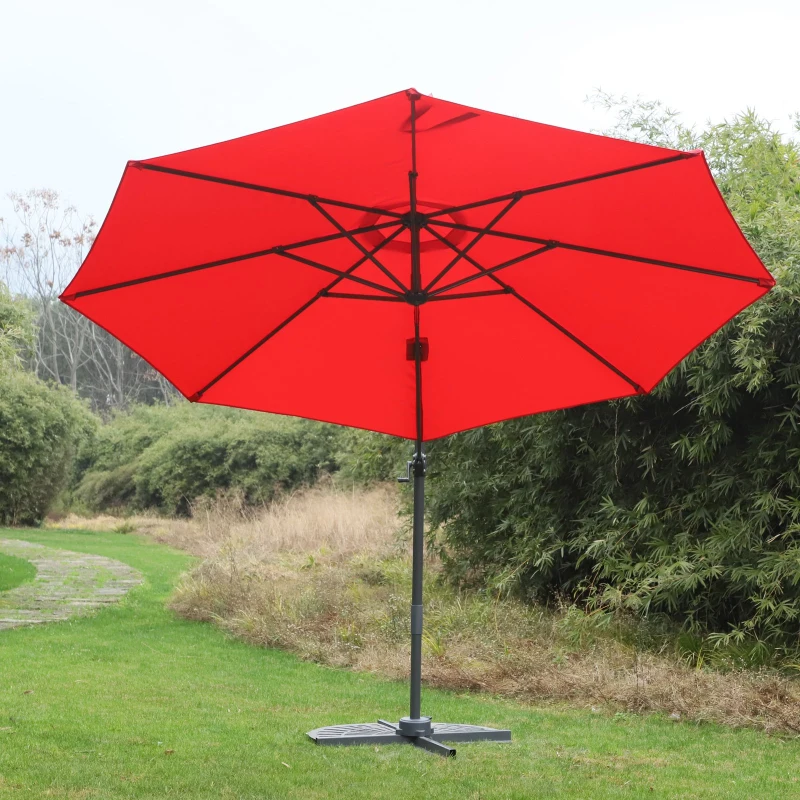 Outsunny 9.7ft Offset Umbrella Cantilever Hanging Umbrella 360 Degree Rotation with Cross Base
