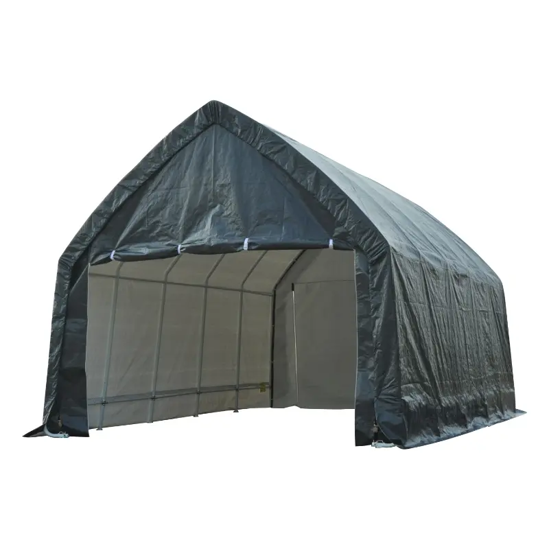 Outsunny 12' x 20' Heavy Duty Enclosed Vehicle Shelter Carport Tent - Gray