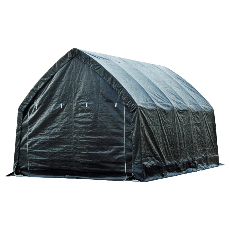 Outsunny 12' x 20' Heavy Duty Enclosed Vehicle Shelter Carport Tent - Gray
